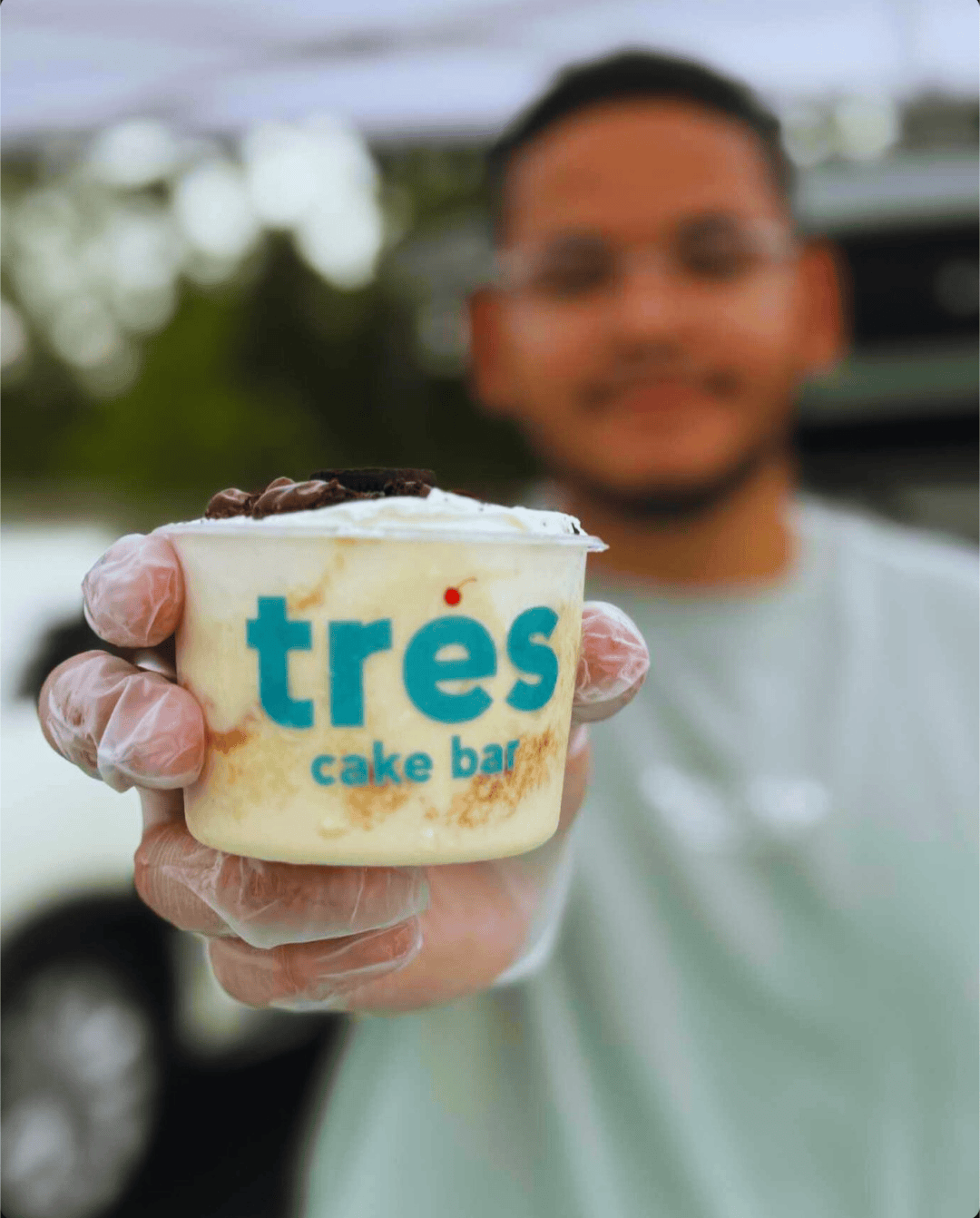 cup of tres leches with oreo topping